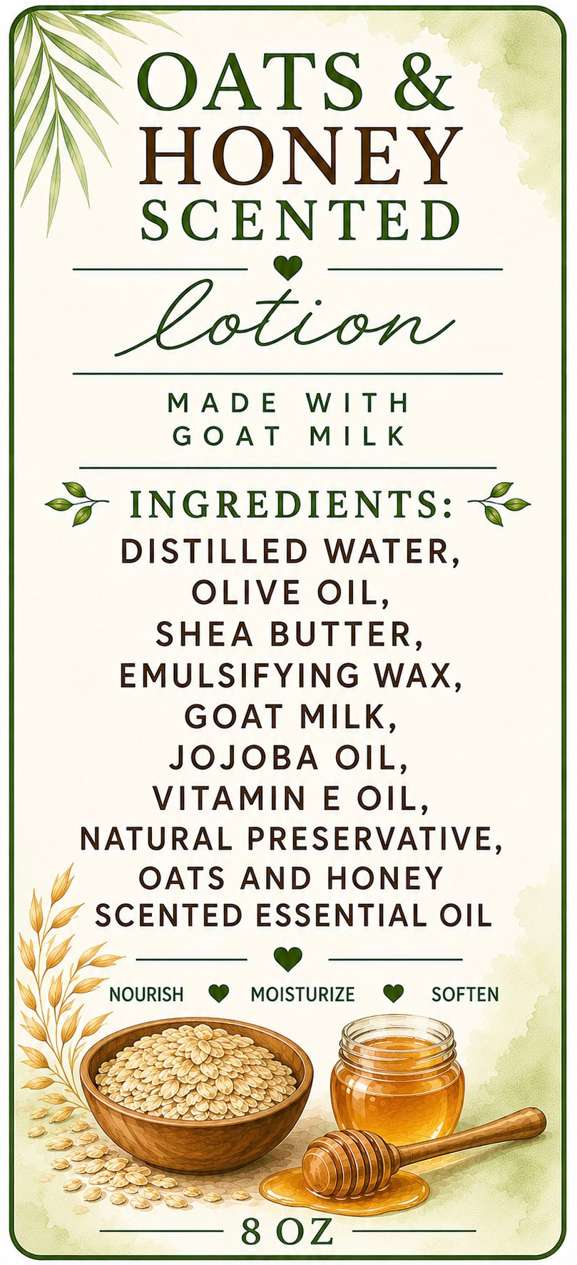 Oatmeal and honey scented lotion