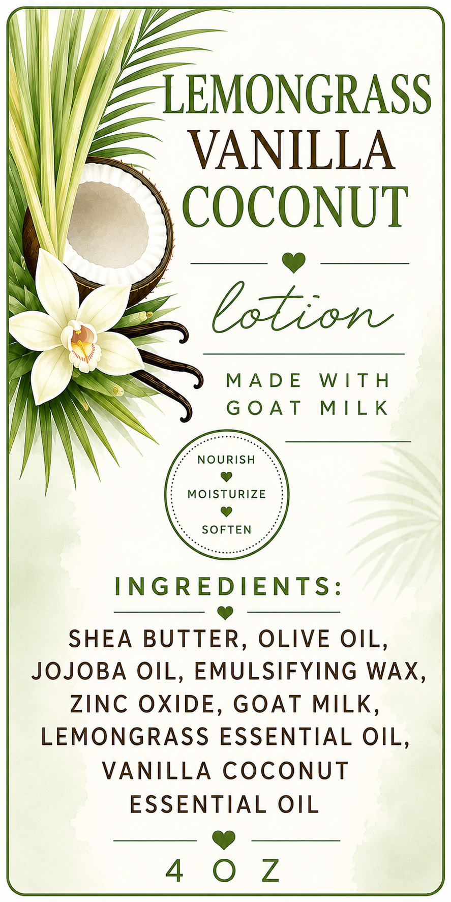 Lemongrass Vanilla Coconut lotion